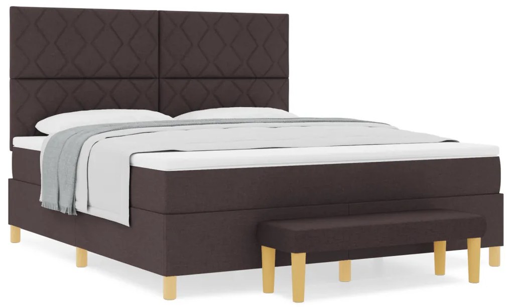 Boxspring ágy matraccal és paddal sötétbarna 180x200 cm szövet