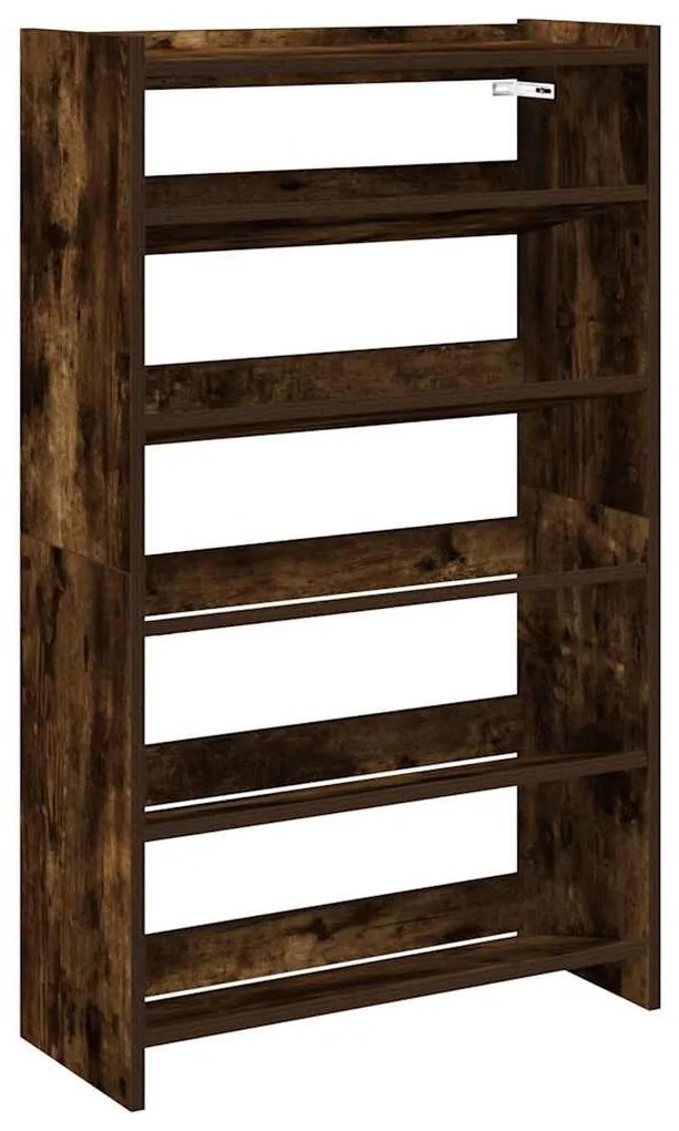 füstös tölgy színű szerelt fa cipőtartó 60x25x100 cm