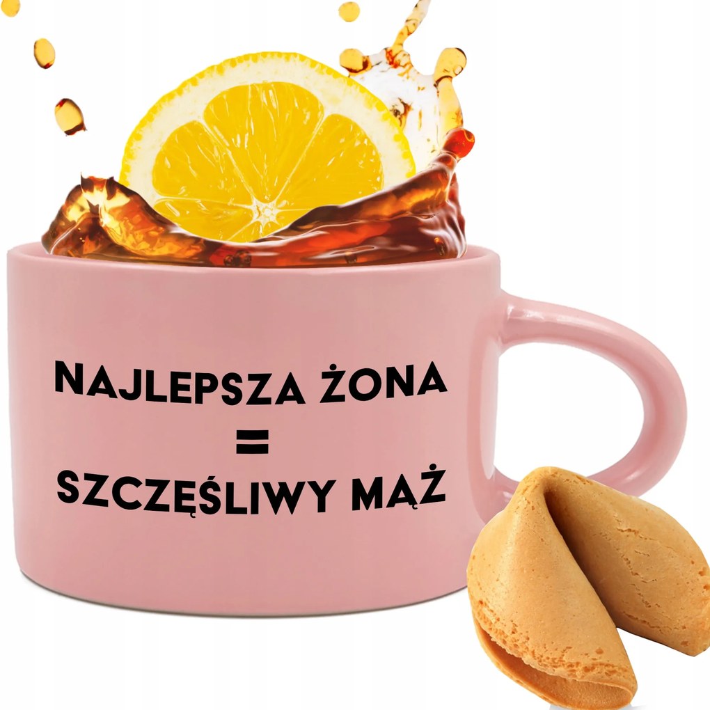 Csésze Rózsaszín 200ml Valentin napi Ajándék Boldog Férj Sütemény Jóslás