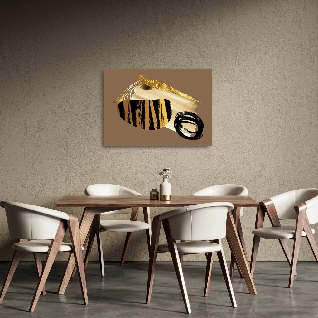 Üveg kép - Absztrakció aranybarna N⁰2 (70x50 cm)