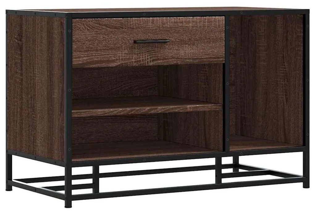cipőpad barna tölgy 80x40x53,5 cm Gépi fa és fém
