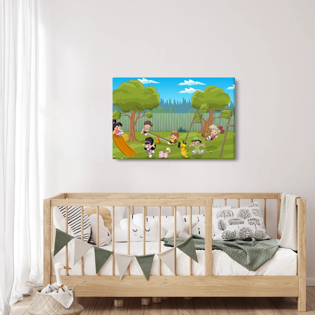 Kép - gyerekek a játszótéren (90x60 cm)