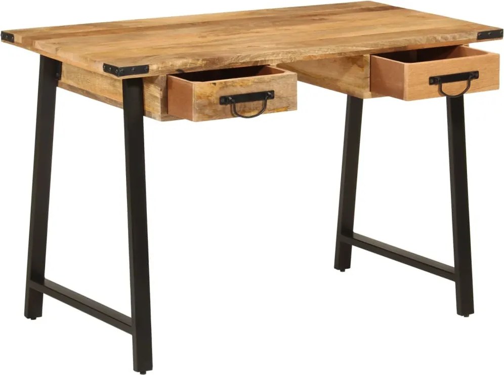 vidaXL tömör mangófa és vas íróasztal fiókokkal 105 x 55 x 70 cm