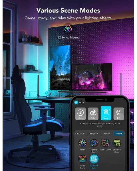 Govee - Smart Gaming WiFi LED panelek + Smart Dual vezérlő fehér Wi-Fi