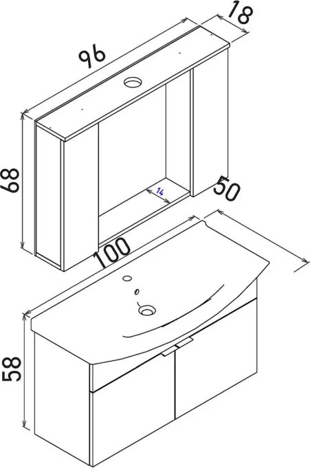 Purus mosdószekrény, 100 cm – TR785PNC1661