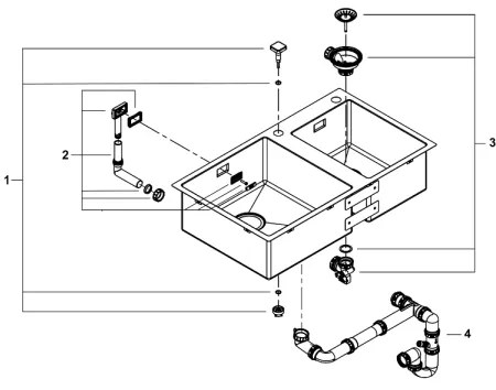 GROHE 31855SD0 - K700 konyhai mosogató 860 × 500 mm, rozsdamentes acél