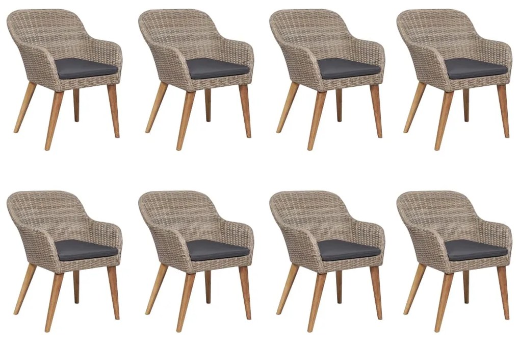 vidaXL 9 részes barna kerti étkezőgarnitúra