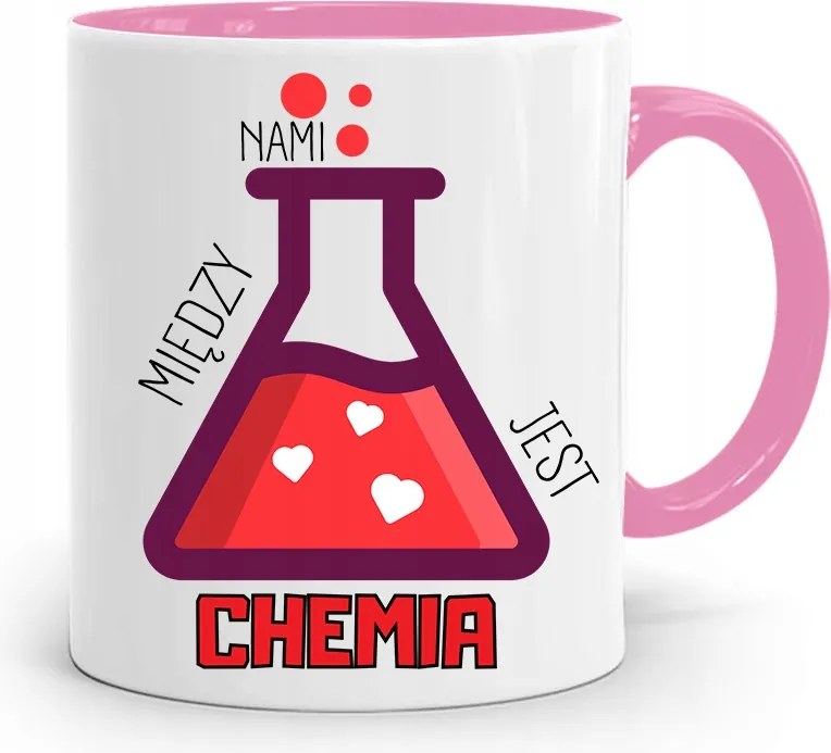 Rózsaszín Bögre Valentin Napra Kémia Közöttünk, fényképes nyomtatással