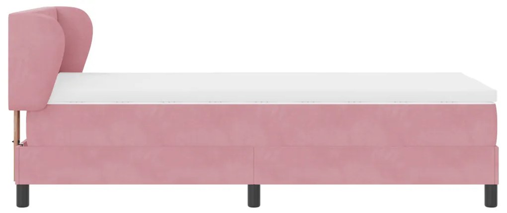 Boxspring Ágy Matrac Stílusban Rózsaszín 90x190 cm Bársony