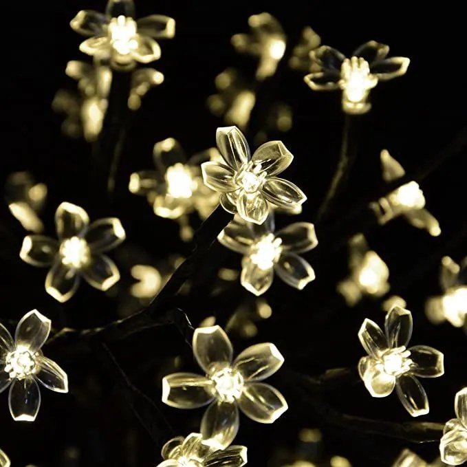 NEXOS Dekoratív fa virágokkal meleg fehér