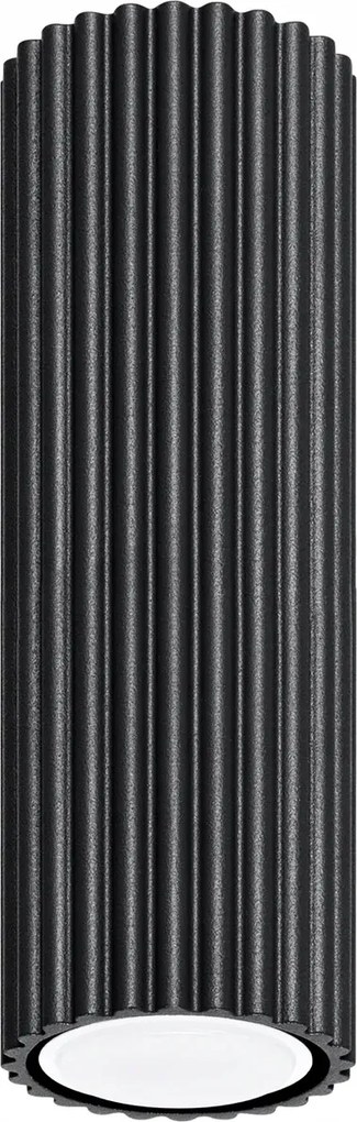 Mennyezeti spot lámpatest fekete kerek bordázott cső 20 cm Sollux spot