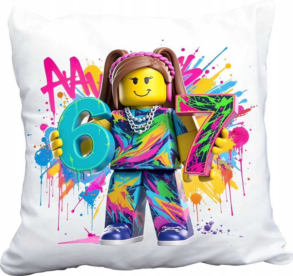 Párna Six Seven 67 Steal A Brainrot Girl Roblox Ajándék Név
