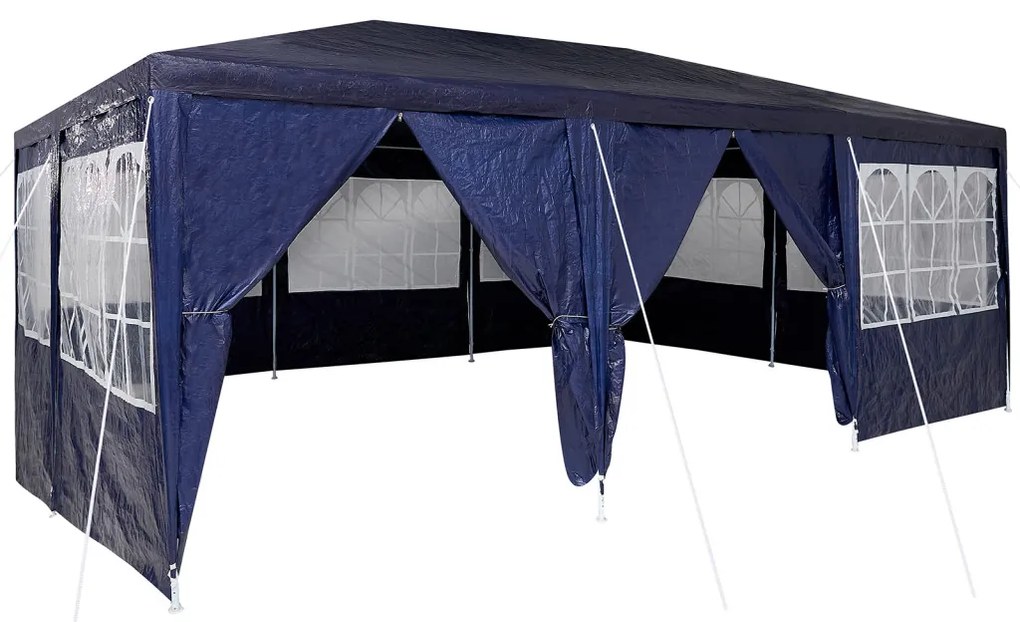 Parti sátor 10 oldalfallal Kék 6x4 m PE
