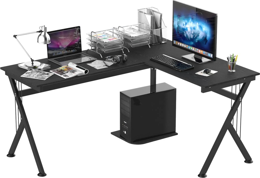 HOMCOM Fa Számítógép Asztal L-alakú Sarokíróasztal Irodába, Hálószobába, Otthonra, Iskolára | Aosom