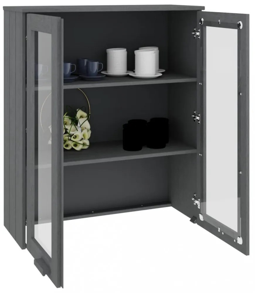 HAMAR sötétszürke tömör fenyőfa felső szekrény 85 x 35 x 100 cm