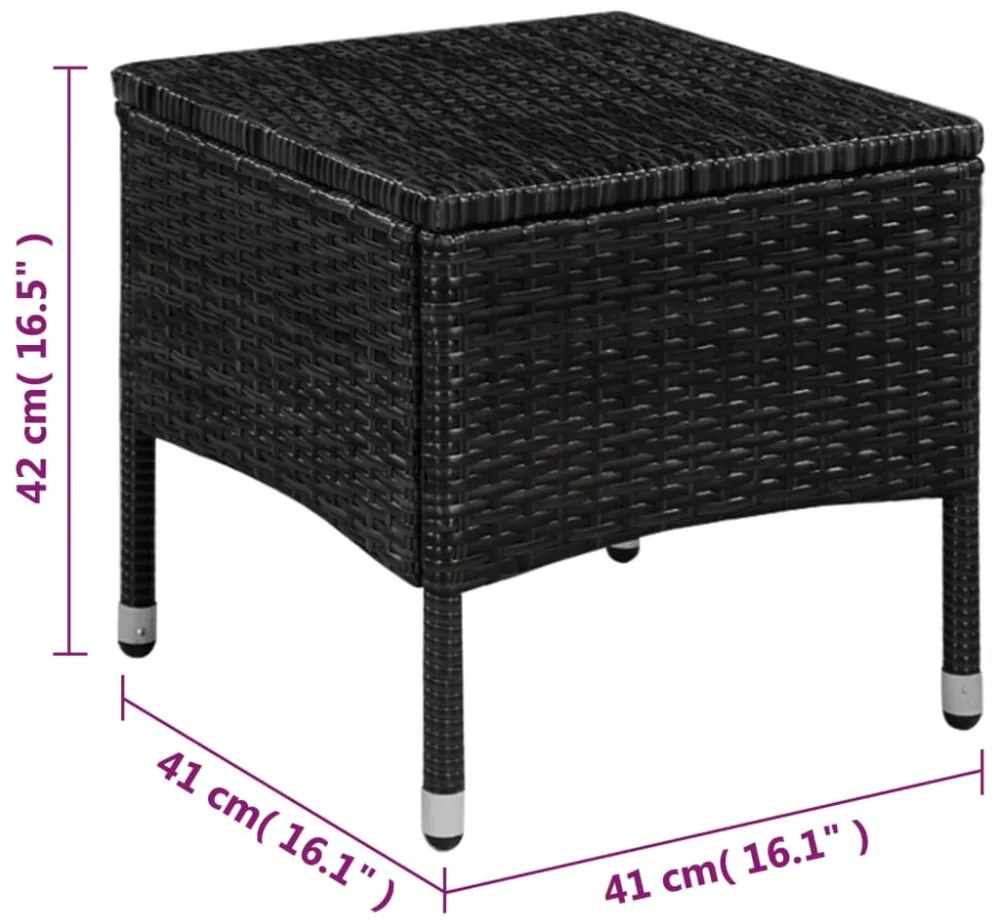 3 darabos fekete polyrattan bisztrószett