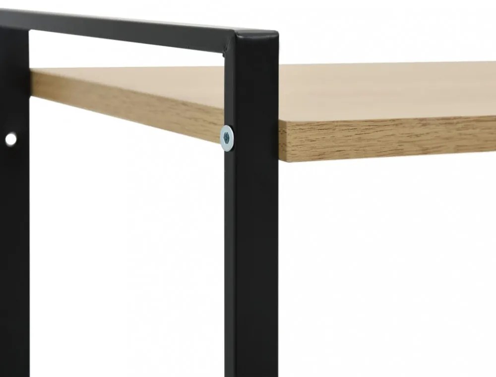 2-szintes fekete és tölgy szerelt fa könyvespolc 52x28x59 cm