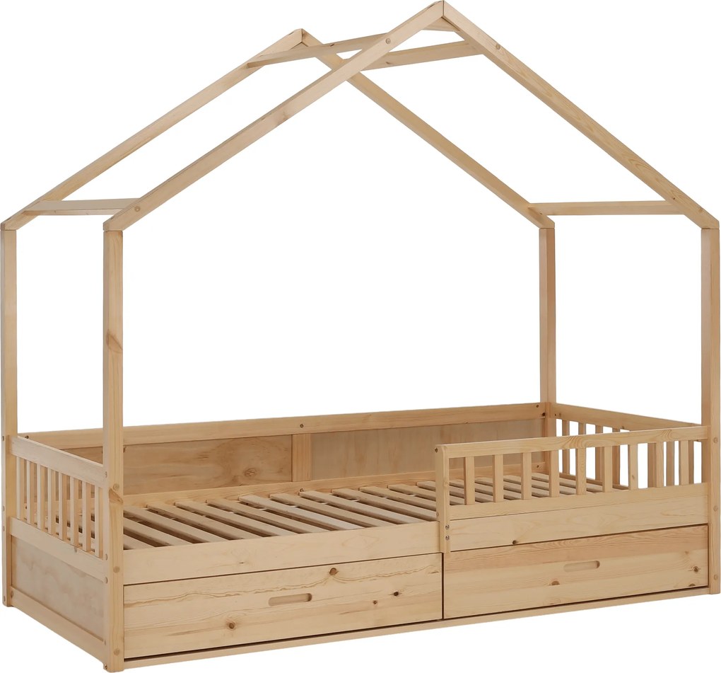 Montessori ágy, 90x200, természetes, tömör, BIANKA