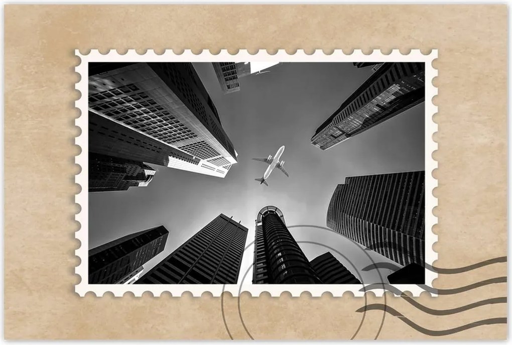 Poszterek 90x60 Repülőgép a város felett