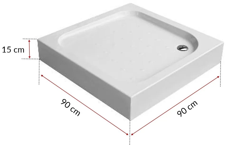 Klonberg 90x90 cm-es szögletes akril zuhanytálca 90x90 cm