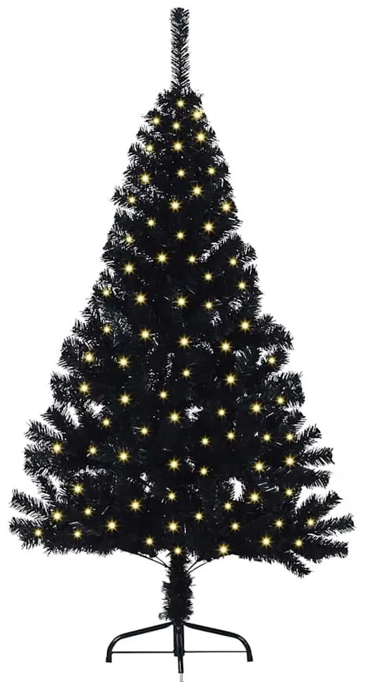 Mesterséges, előre világított karácsonyi fa Fekete 150 cm PVC