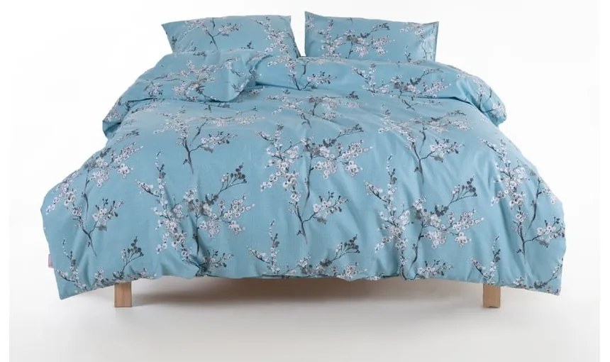 Kék egyszemélyes renforcé pamut ágyneműhuzat 140x200 cm Blue Floral – Mila Home Luxury