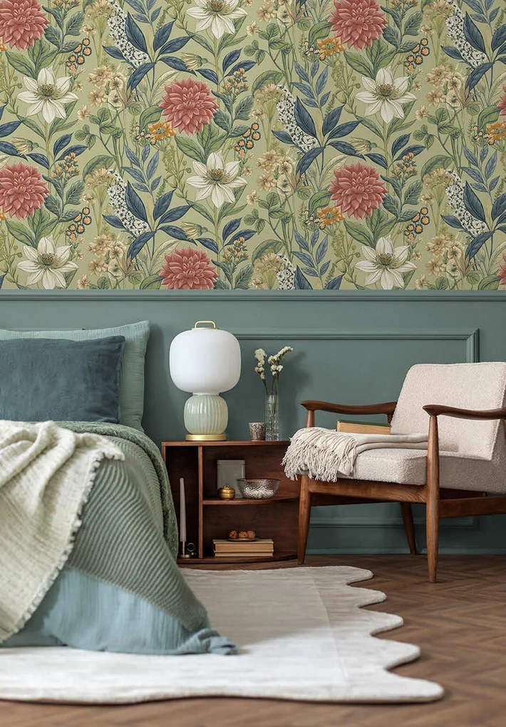 Holden Decor Wanderlust Clematis zöld virágos vlies tapéta – 92063