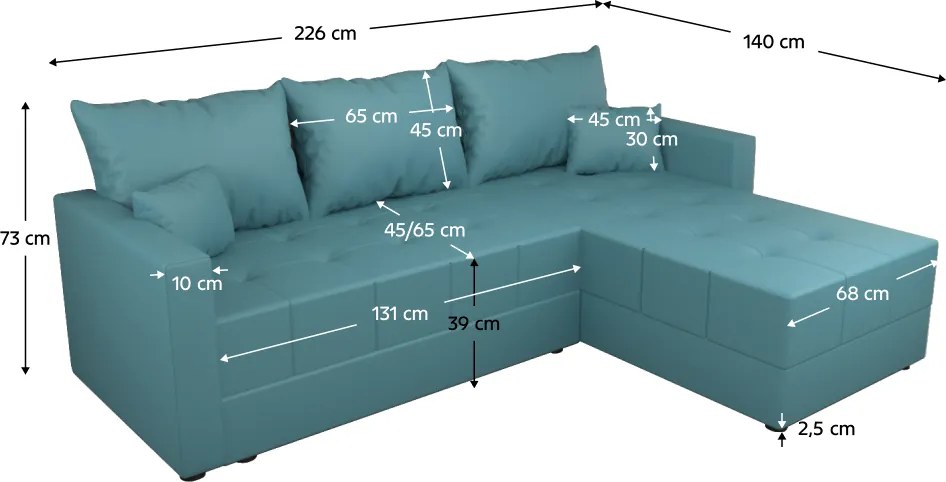 Univerzális ülőgarnitúra, petrolkék, DUAN ROH