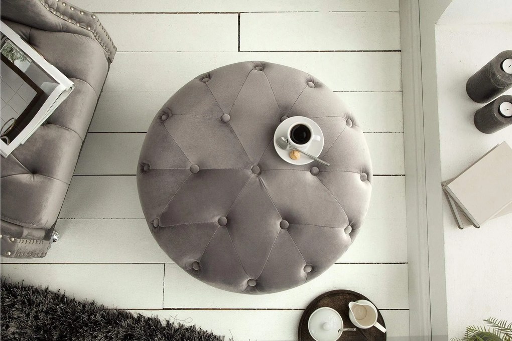 CHESTERFIELD ezüst puff 60cm