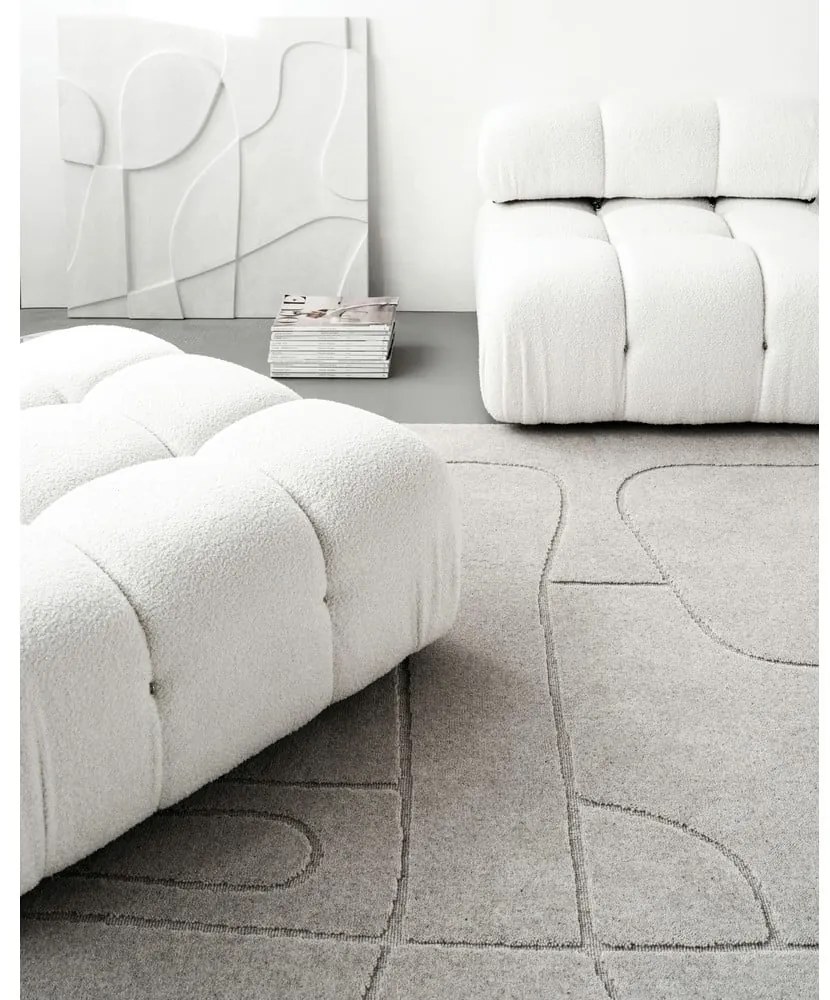 Világosszürke gyapjú szőnyeg 200x300 cm Morphic – Agnella