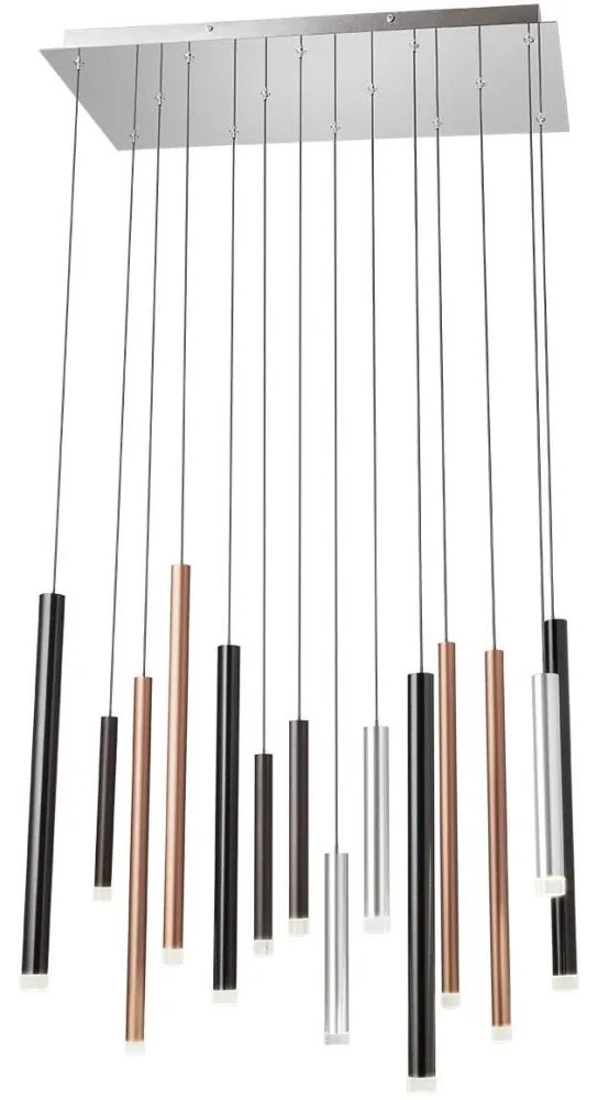 Redo 01-2057 - LED Csillár zsinóron MADISON 14xLED/4W/230V fényezett króm/fekete/réz