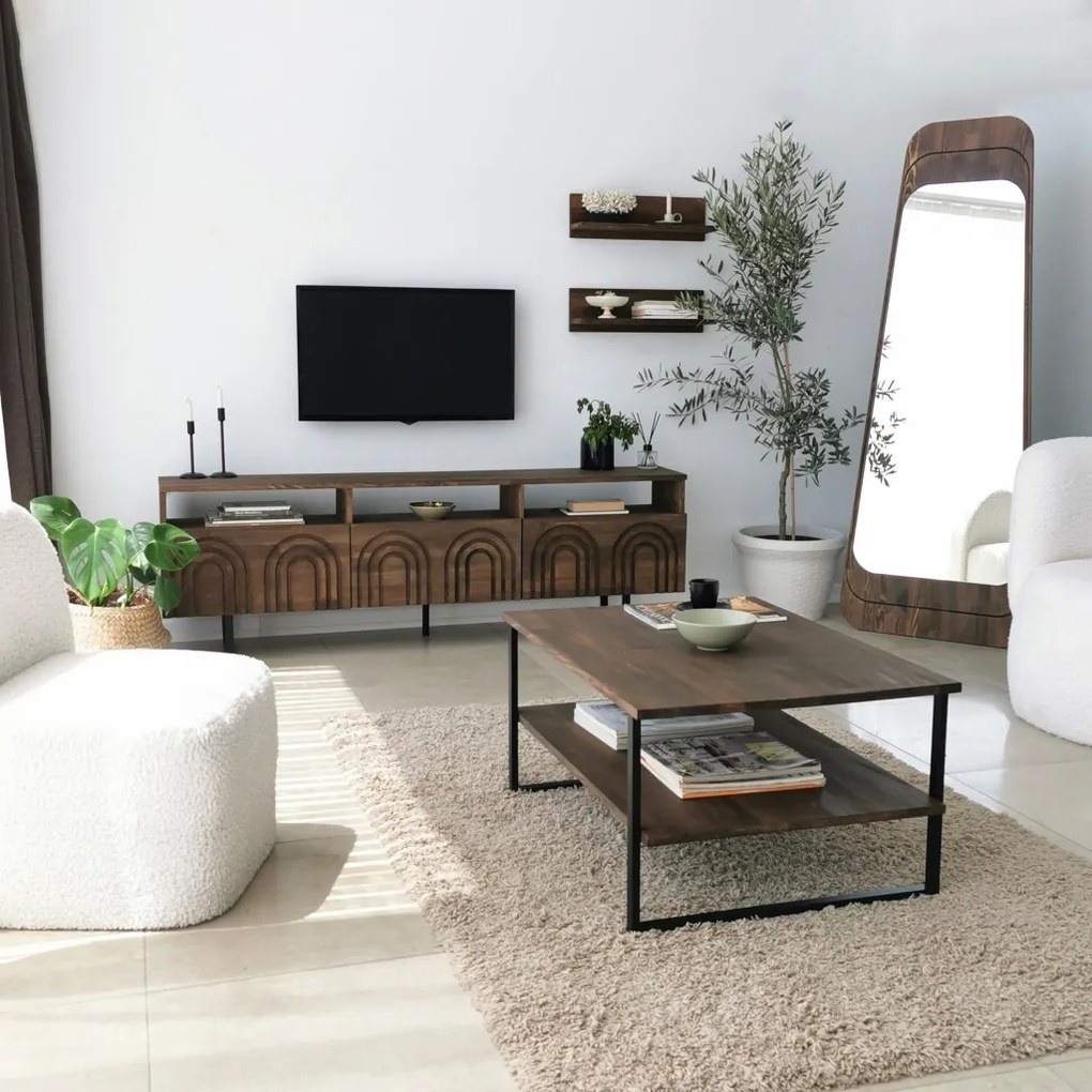 Helen fém TV-állvány, dió, 50 cm