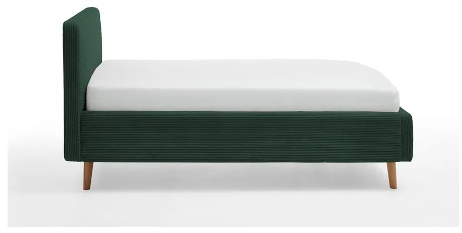 Sötétzöld kárpitozott egyszemélyes ágy ágyrács nélkül 120x200 cm Mattis – Meise Möbel