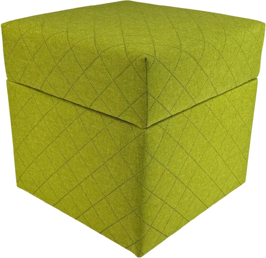 Négyzet alakú nyitható szavanna puff steppelt lime szín