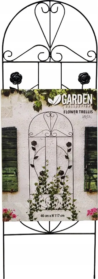 Fém Kerti Pergola Rács Növényeknek Fém Fekete 40x117cm