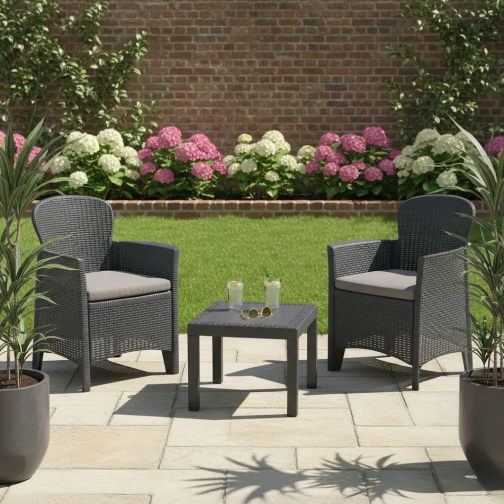 Kerti garnitúra AKITA, 3 részes, antracit színben I.P.A.E-Progarden