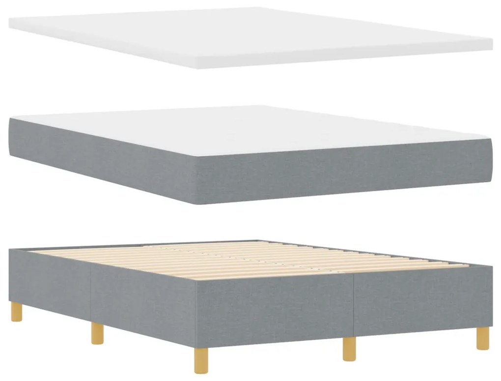 Boxspring Ágy Matrac &amp; Pad Fény Szürke 140x190 cm Szövet