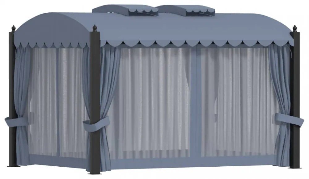 antracitszürke acélpavilon függönyökkel 3 x 4 m