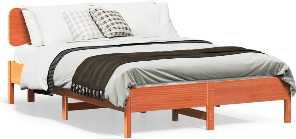 vidaXL viaszbarna tömör fenyőfa ágy matrac nélkül 150 x 200 cm