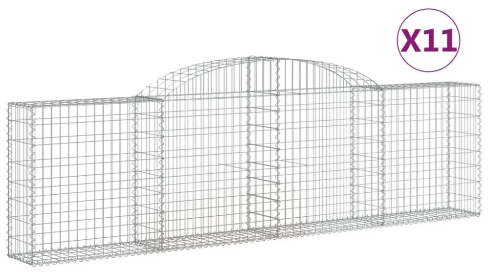 11 db íves horganyzott vas gabion kosár 300x30x80/100 cm