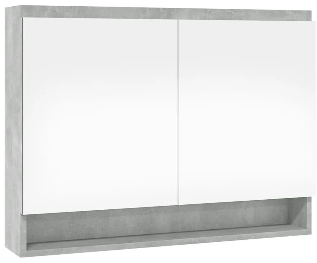 betonszürke MDF tükrös fürdőszobaszekrény 80 x 15 x 60 cm