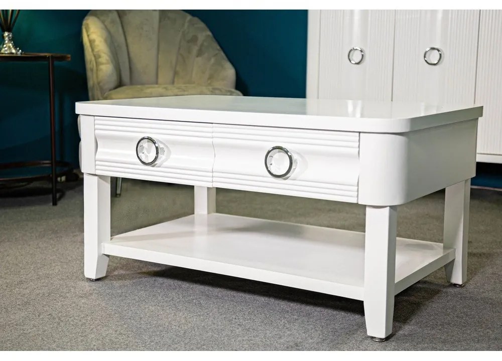 Fehér jegenyefenyő dohányzóasztal 60x90 cm Shine – Mauro Ferretti