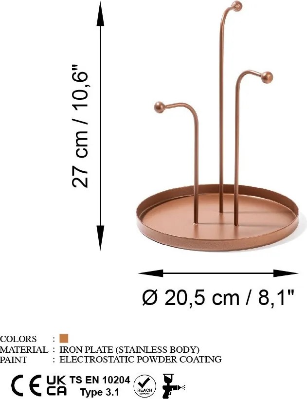 Dísztárgy, réz, Ø20,5 cm – TR247HFM1113
