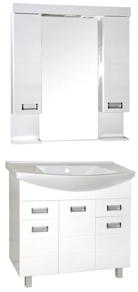 SZQUARE 85/100 cm komplett fürdőszoba bútor dupla szekrénnyel, LED világítással
