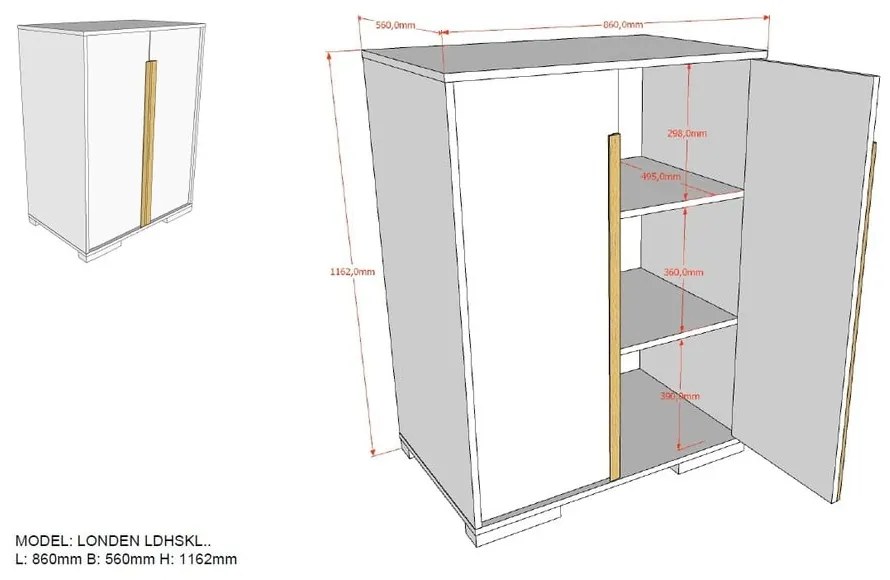 London fehér gyerek ruhásszekrény magasított ágy alá - Vipack