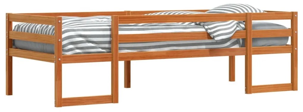 viaszbarna tömör fenyőfa gyerekágykeret 90 x 190 cm