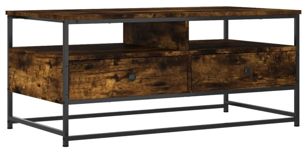 Füstös tölgy színű szerelt fa dohányzóasztal 100 x 51 x 45 cm
