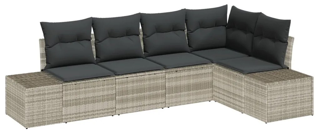 Kerti Kanapé Szett 5 Db Világosszürke Rattan