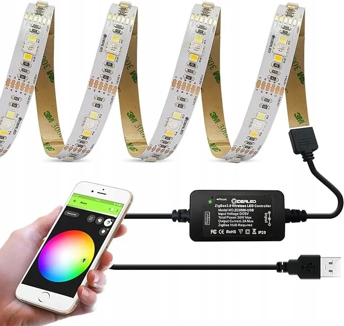 Smart Wifi Usb Rgbww Led szalag, 2 m Gidealed szett 2 m hosszú