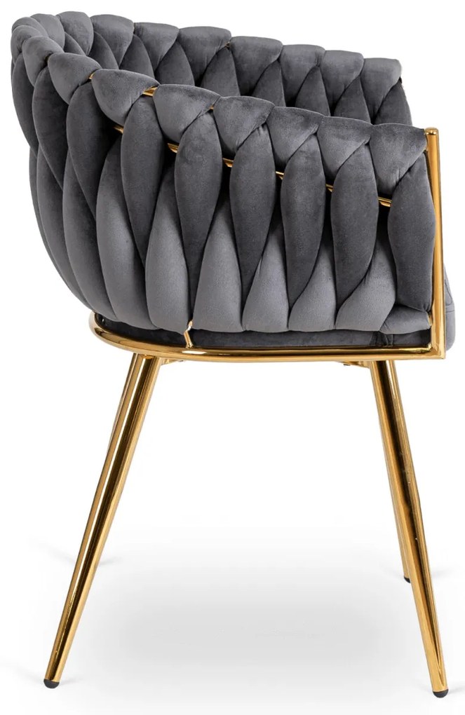 Elegáns Szürke Bársony Étkezőszék Arany Lábbal. CAPI